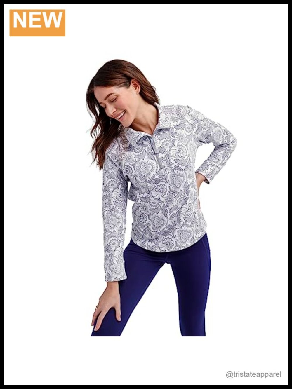French Terry Quarter-Zip Sweatshirt with Pockets Long Sleeve